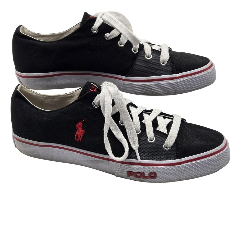 Polo Ralph Lauren Crofton Shoes Mens Size 11 Black Canvas Low Top Sneakers